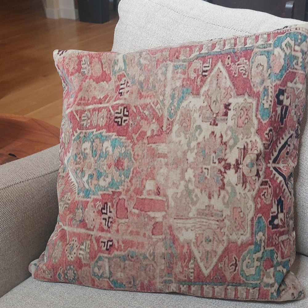 Pottery Barn Basillia Persian Red And Blues Accent Pillow Cover